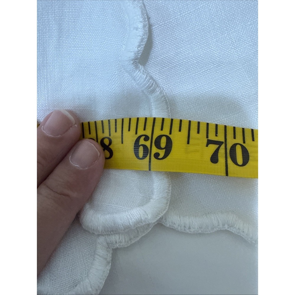 Vintage Hand Embroidered Tablecloth Large Rectangle 69x89 Cotton Scalloped Stain - Picture 6 of 13